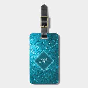 Blue Tones Retro Glitter And Sparkles 2 Luggage Tag