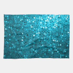 Blue Tones Retro Glitter And Sparkles Kitchen Towel