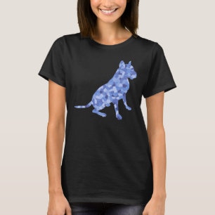 Blue Tones Sitting Pit Bull Dog Breed Scoop T-Shirt