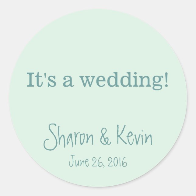Blue Tones Wedding Classic Round Sticker (Front)