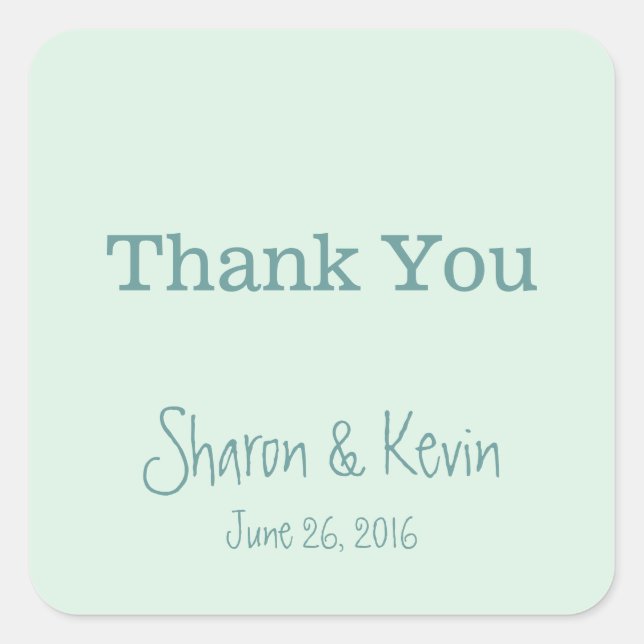 Blue Tones Wedding Thank You Square Sticker (Front)