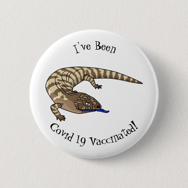 Blue tongue lizard reptile cartoon  2 inch round button (Front)