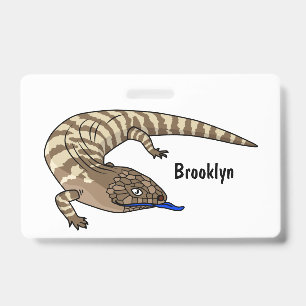 Blue tongue lizard reptile cartoon badge