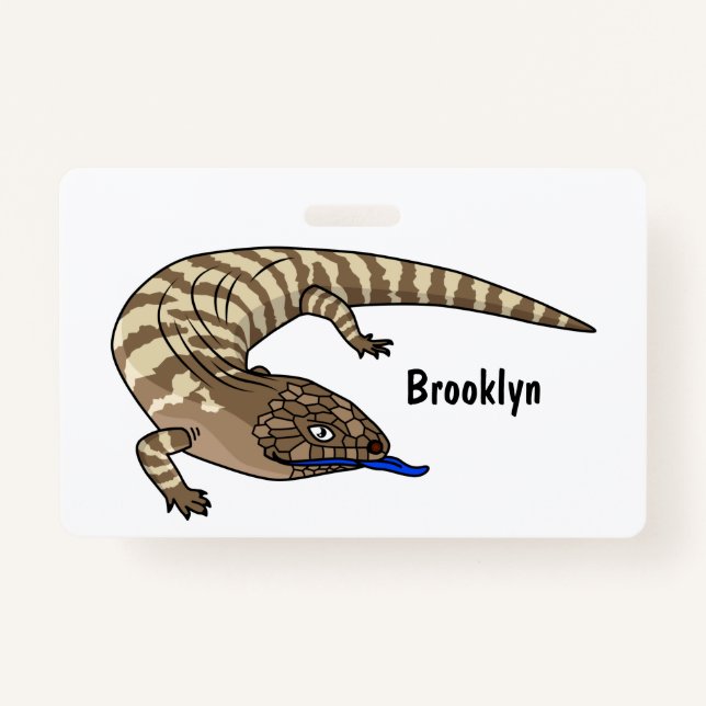 Blue tongue lizard reptile cartoon badge (Front)