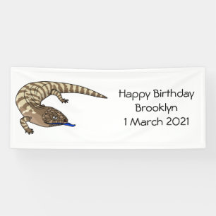 Blue tongue lizard reptile cartoon  banner