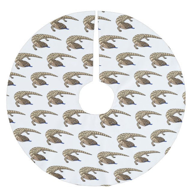 Blue tongue lizard reptile cartoon  brushed polyester tree skirt (Front)