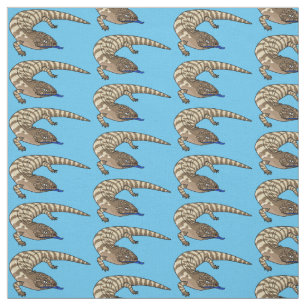 Blue tongue lizard reptile cartoon  fabric
