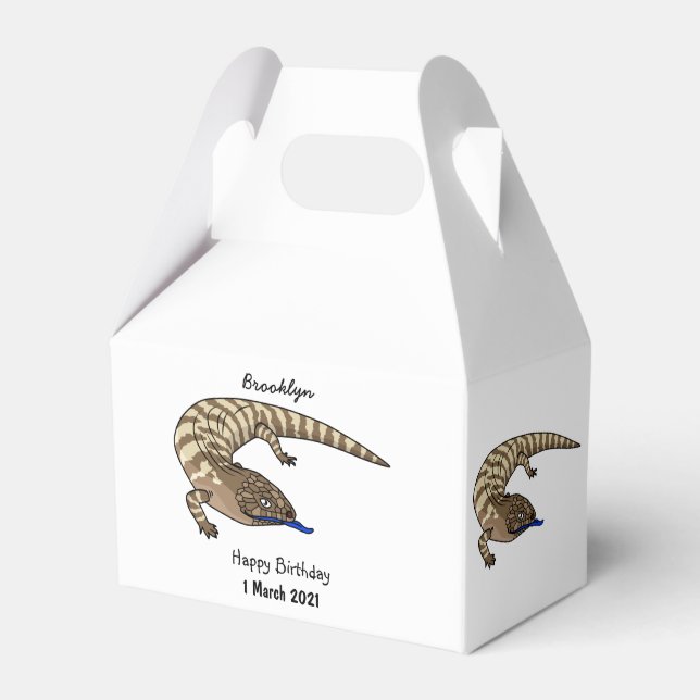 Blue tongue lizard reptile cartoon favor box (Front Side)