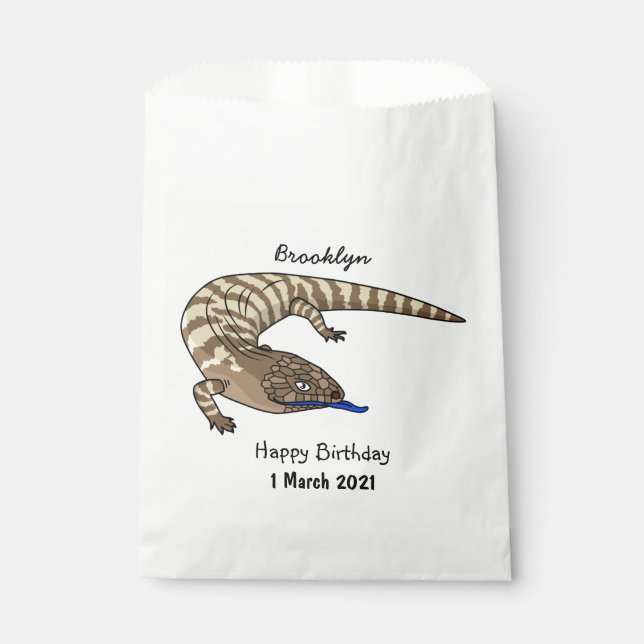Blue tongue lizard reptile cartoon  favour bag (Front)