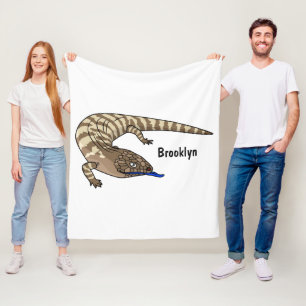 Blue tongue lizard reptile cartoon fleece blanket