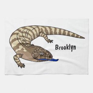 Blue tongue lizard reptile cartoon kitchen towel