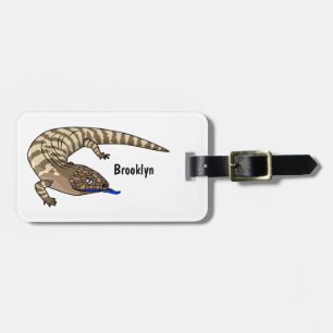 Blue tongue lizard reptile cartoon  luggage tag