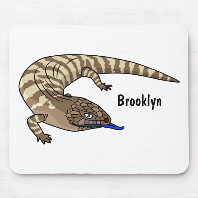 Blue tongue lizard reptile cartoon mouse pad (Front)