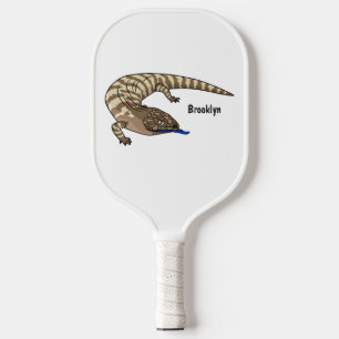 Blue tongue lizard reptile cartoon pickleball paddle