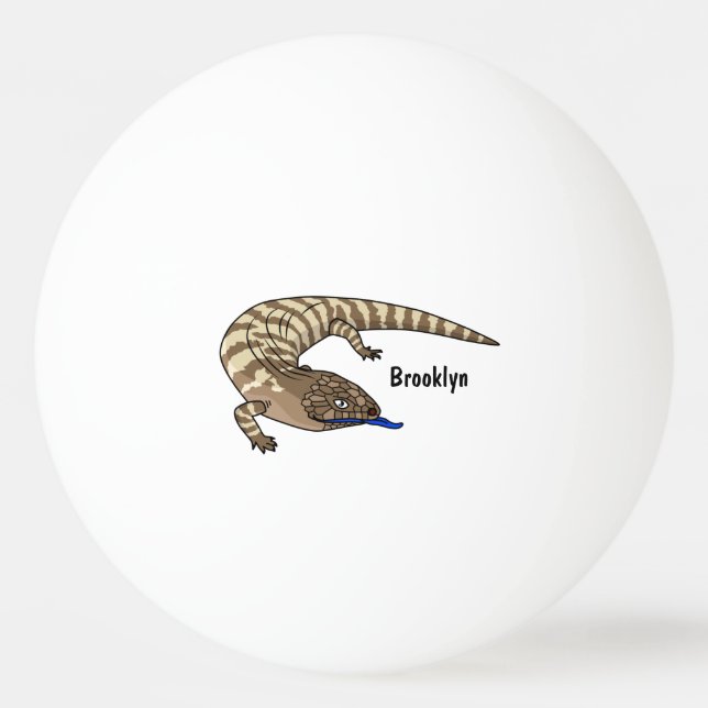Blue tongue lizard reptile cartoon ping pong ball (Front)