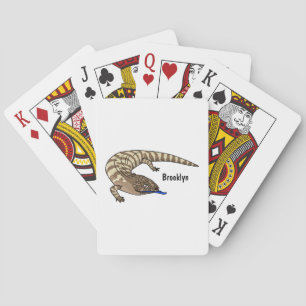 Blue tongue lizard reptile cartoon playing cards