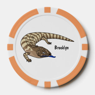 Blue tongue lizard reptile cartoon poker chips
