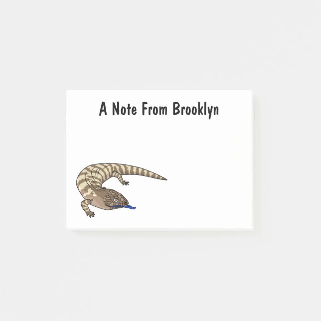 Blue tongue lizard reptile cartoon post-it notes (Front)