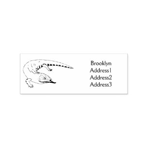 Blue tongue lizard reptile cartoon  rubber stamp