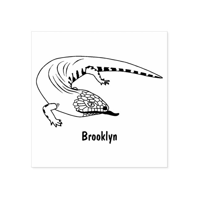Blue tongue lizard reptile cartoon  rubber stamp (Imprint)