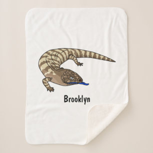 Blue tongue lizard reptile cartoon  sherpa blanket