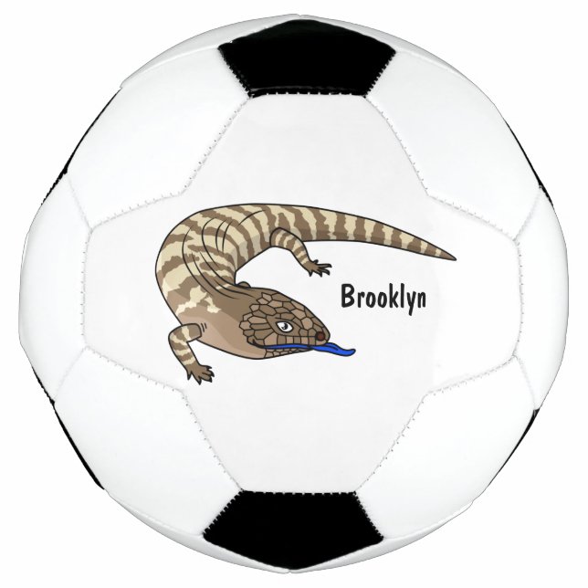 Blue tongue lizard reptile cartoon soccer ball (Front)