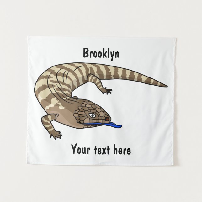 Blue tongue lizard reptile cartoon tapestry (Front (Horizontal))