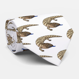 Blue tongue lizard reptile cartoon tie