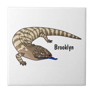 Blue tongue lizard reptile cartoon tile