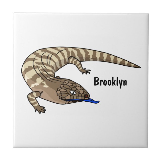 Blue tongue lizard reptile cartoon  tile (Front)