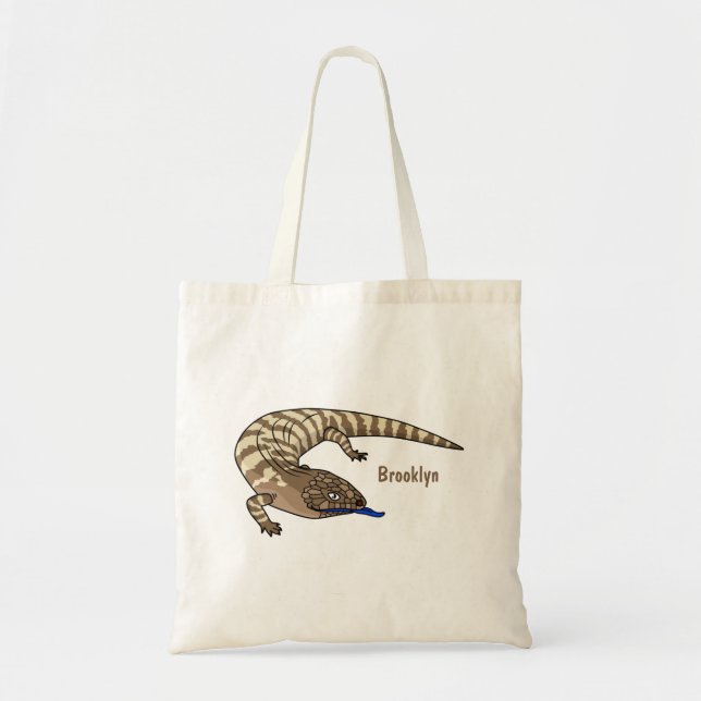 Blue tongue lizard reptile cartoon  tote bag (Front)