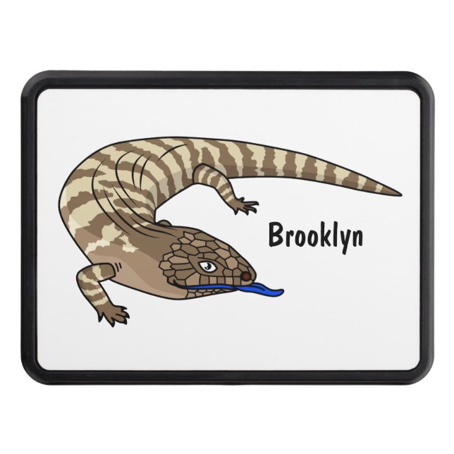 Blue tongue lizard reptile cartoon  trailer hitch cover (Front)