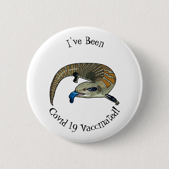 Blue-tongued skink cartoon illustration 2 inch round button (Front)