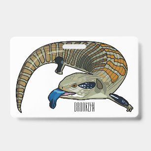 Blue-tongued skink cartoon illustration badge