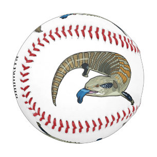 Blue-tongued skink cartoon illustration baseball