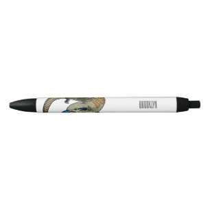 Blue-tongued skink cartoon illustration black ink pen