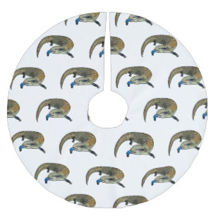 Blue-tongued skink cartoon illustration brushed polyester tree skirt