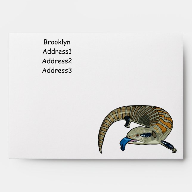 Blue-tongued skink cartoon illustration envelope (Front)
