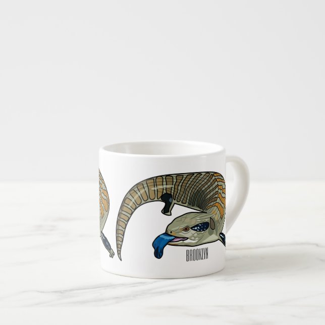 Blue-tongued skink cartoon illustration espresso cup (Front Right)