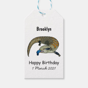 Blue-tongued skink cartoon illustration gift tags