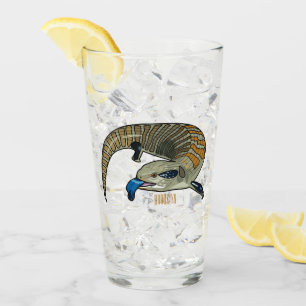 Blue-tongued skink cartoon illustration glass