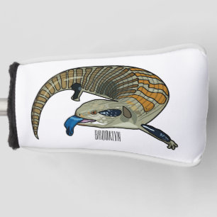 Blue-tongued skink cartoon illustration golf head cover