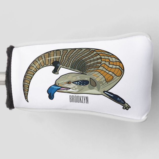 Blue-tongued skink cartoon illustration golf head cover (Front)