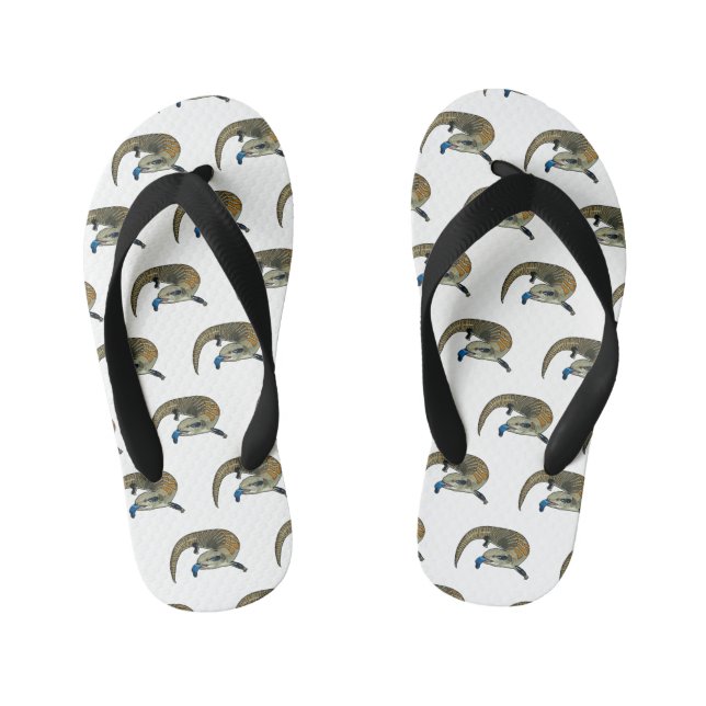 Blue-tongued skink cartoon illustration kid's flip flops (Footbed)