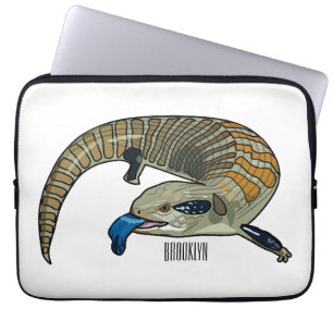 Blue-tongued skink cartoon illustration laptop sleeve