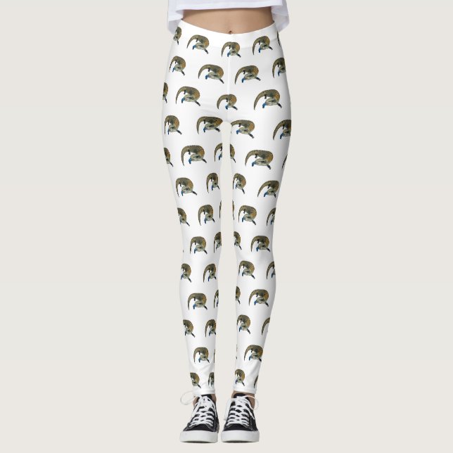 Blue-tongued skink cartoon illustration leggings (Front)
