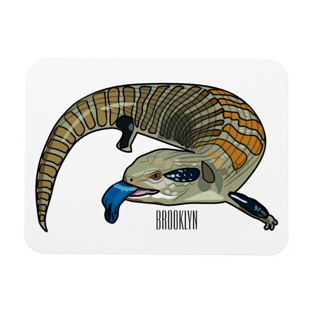 Blue-tongued skink cartoon illustration magnet (Horizontal)