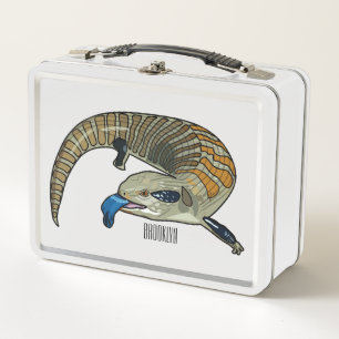 Blue-tongued skink cartoon illustration metal lunch box