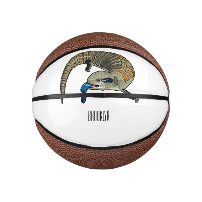 Blue-tongued skink cartoon illustration mini basketball (Front)