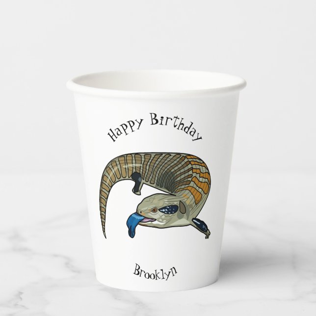 Blue-tongued skink cartoon illustration paper cups (Front)